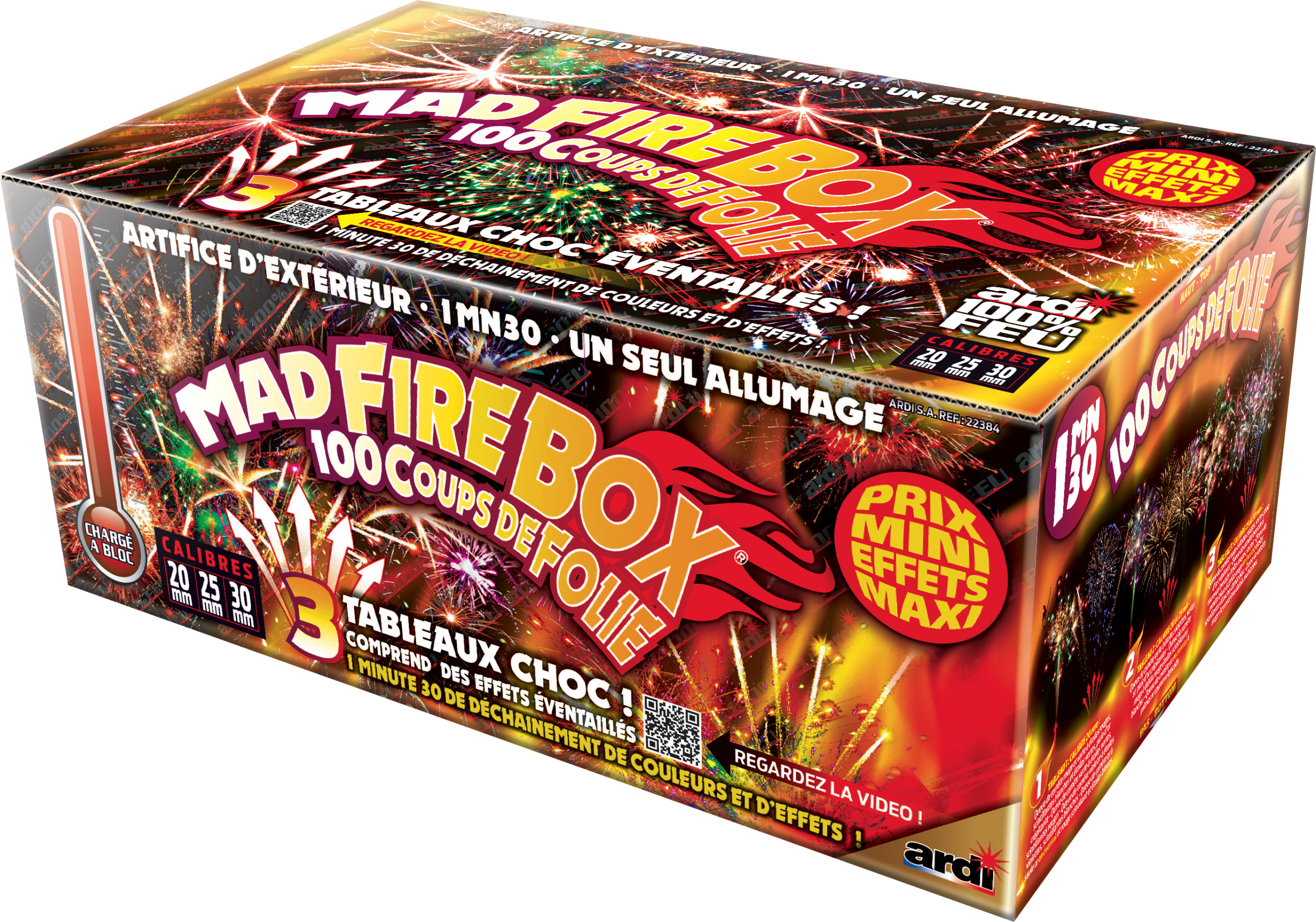 COMPACT D'ARTIFICE "MAD FIRE BOX" GAMME 100% FEU 1mn30